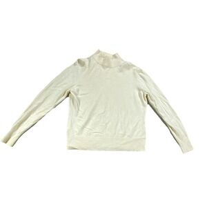Investments Sweater Womens XL Cream 100% Cashmere Chunky Knit Classic Mock Neck